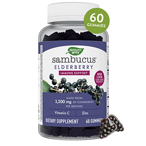 Nature's Way Sambucus Elderberry Gummies with Vitamin C and Zinc...